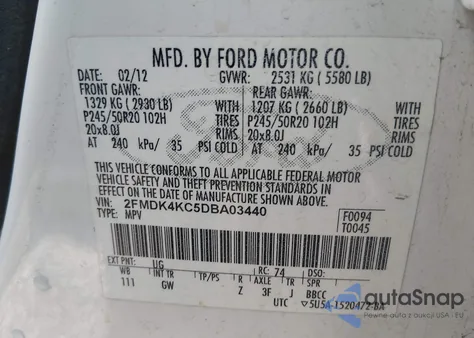 2013 Ford Edge Limited from USA, damaged, VIN 2FMDK4KC5DBA03440